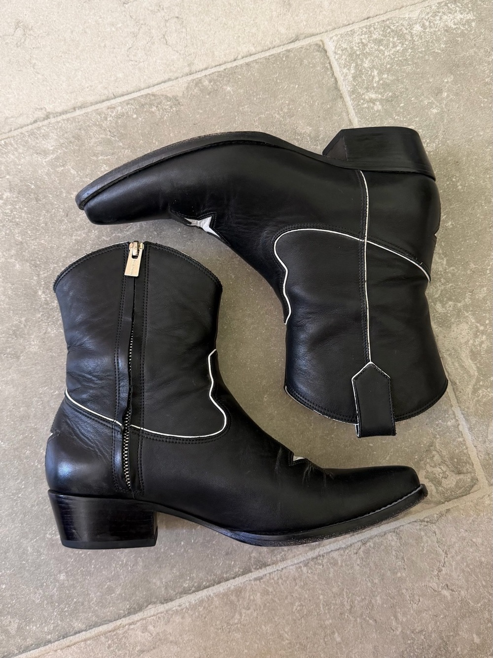ANINE BING Elton Leather Low-Heel Western Boots - Picture 2 of 6